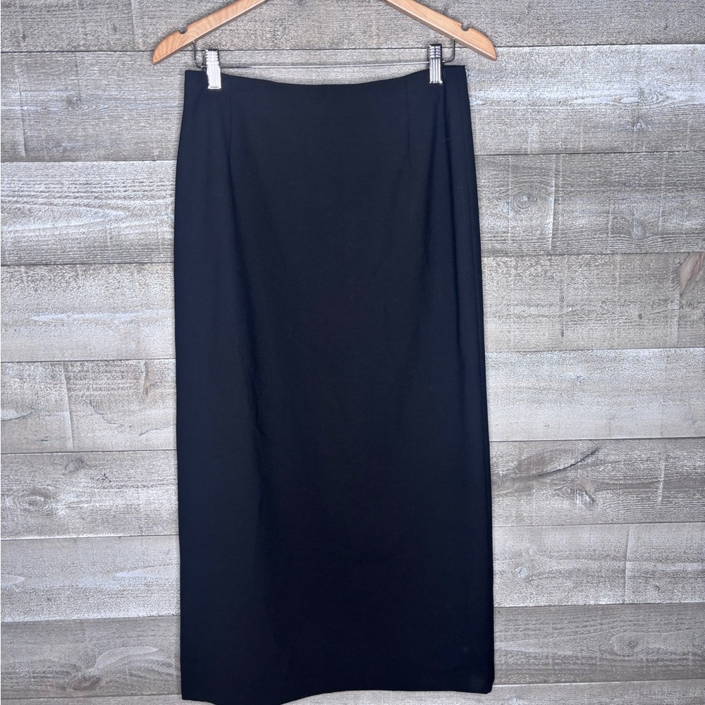 Eddie Bauer size 8 Black wool blend pencil Maxi Skirt career office old money